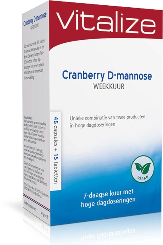 Vitalize Cranberry D-Mannose Weekkuur - 60 stuks - 7-daagse kuur