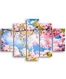 Homemania Wandafbeelding, bloemenmotief, 5 stuks, natuur, voor woonkamer, meerkleurig, 95 x 0,3 x 60 cm, HM205MDF069, MDF
