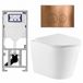 Geberit QeramiQ Dely Toiletset - 36.3x51.7cm - diepspoel - rimless - Geberit UP320 inbouwreservoir - met Burda frame - softclose toiletzitting - koperen bedieningsplaat - ronde knoppen - glans wit