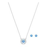 Swarovski Una set, Ronde slijpvorm, Blauw, Rodium toplaag
