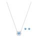 Swarovski Una set, Ronde slijpvorm, Blauw, Rodium toplaag