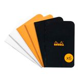 RHODIA 119158AMZC - Lot de 6 Carnets Piqués - 7,5 x 12 cm - Petits carreaux - 48 pages - 80 g/m² - 3 couleurs assorties