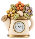 Horloge de table en céramique avec décor floral, avec une image d'ours en peluche, multicolore, dimensions 24x15,5x24,8 cm