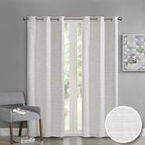 Comfort Spaces Grasdoek kamer verduisterend raamgordijn paar/2 stuks panelen doorvoertule top energie-efficiënte gordijnen voor woonkamer slaapkamer en slaapzaal, 40 inch B x 84 inch L, wit