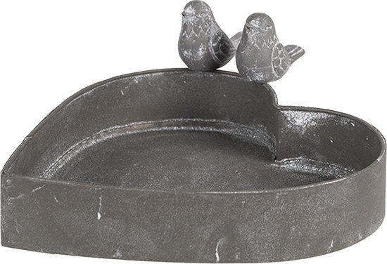 Clayre & Eef Bloempot Hart 19x17x7 cm Grijs IJzer Hartvormig Planthouder