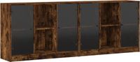 vidaXL Boekenkast met deuren, gerookt eikenfineer, 204x37x75 cm, houtvezelplaat
