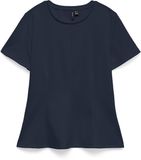 VERO MODA VMABBY SS PEPLUM TOP JRS NOOS - Dames - T-shirts - Navy Blazer - XS