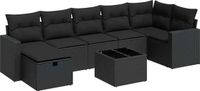 vidaXL 8-delige Loungeset met kussens Poly Rattan Zwart