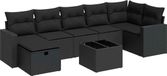 vidaXL 8-delige Loungeset met kussens Poly Rattan Zwart