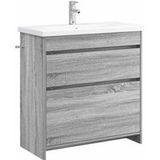 Maison Exclusive Ensemble de meubles de salle de bain exclusif - Gris Sonoma, dimensions 81 x 40 x 84,5 cm, fabriqué en bois composite