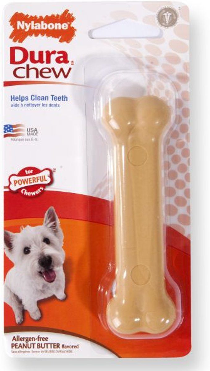 Nylabone Dura Chew - Pindakaassmaak - Tot 11 kg - 11x3x1.5 cm