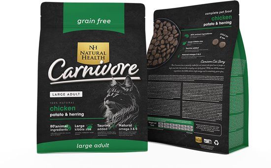 Natural Health graanvrij kattenvoer Adult Carnivore Large Bite 10 kg - Kat
