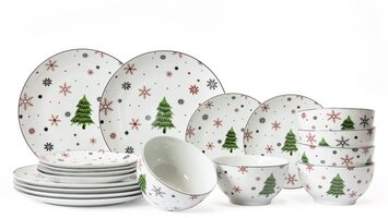 Cookinglife Serviesset - Kerstservies - Rood 18-delig / 6 personen