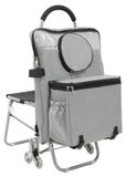 Merkloos 3-in-1 Boodschappentrolley met Trapbeklimmer en Zitting