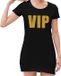 Bellatio Decorations VIP tekst jurkje met gouden glitter letters voor dames - Zwart jersey jurkje 44