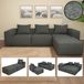 Banc L HWC-O54, canapé d'angle avec ottomane, modulable extensible gauche/droite, tissu/textile, 63x270x190 cm, gris foncé