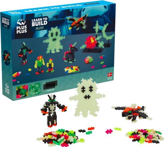 Plus-Plus Learn to Build 500 delige bouwset - 3928 - Bouwspeelgoed - Constructiespeelgoed - Set met Glow in the dark bouwstenen - Vanaf 5 jaar