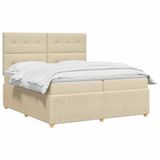vidaXL Boxspringbed met matras, crème kleur, 200 x 200 cm, gestoffeerd
