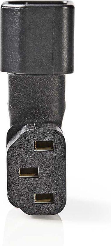 Nedis Verlengstekker - IEC-320-C13 - IEC-320-C14 - Links Gehoekt - Vernikkeld - PVC - Zwart - Doos - 1 Stuks