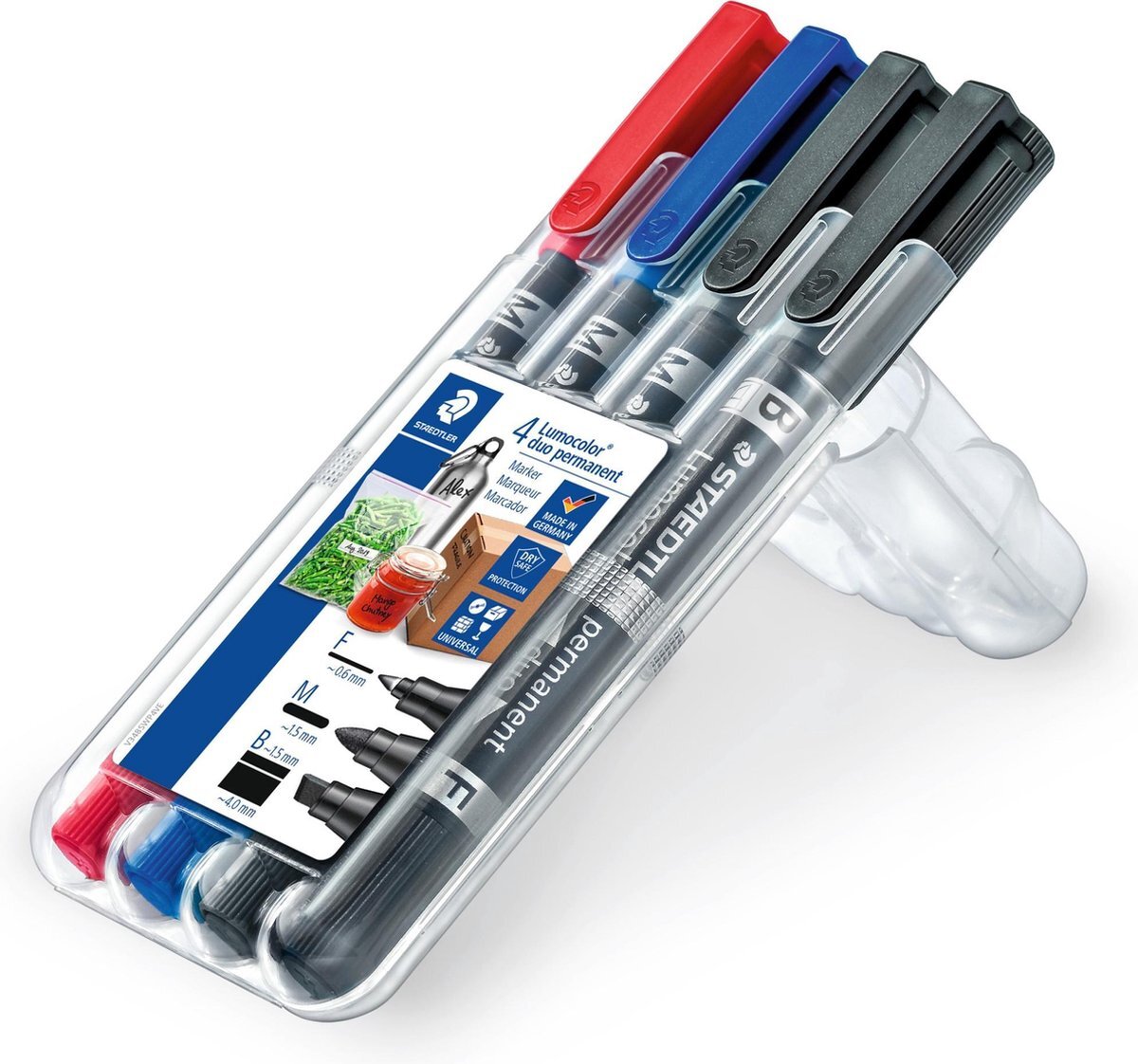 Staedtler Lumocolor permanent duo (F/M) - Box 4 st mix