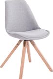 CLP Toulouse Set van 4 Stoelen - Zonder armleuning - Vierkant frame - Stof - grijs natura