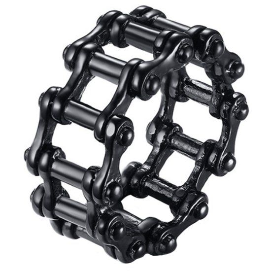 Mendes Steel Edelstaal heren ring Bike Chain black-21.5mm