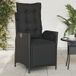 vidaXL Fauteuil de jardin réglable avec repose-pieds poly rotin noir