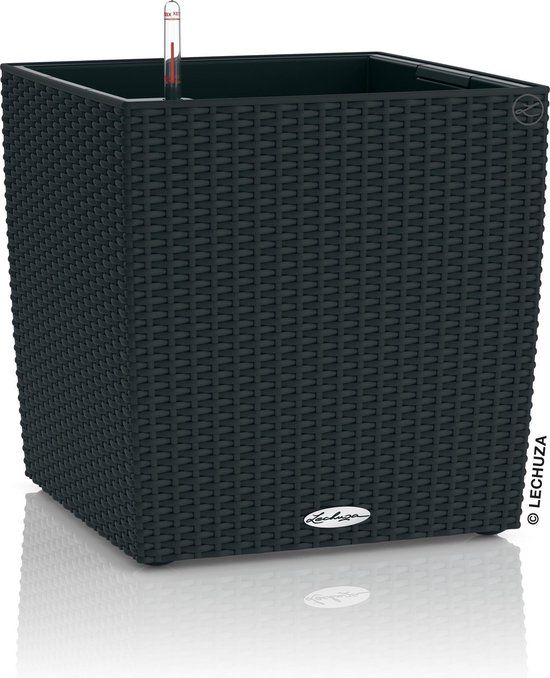LECHUZA CUBE COTTAGE 30 - Plantenbak - grafietzwart - ALL-IN-ONE set