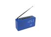 Fisura - Radiowekker, klok, draagbare desktopradio, digitale wekker met radio, 17,7 x 4,5 x 9 cm, materiaal: hout (Blauw)