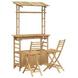 vidaXL - Buitenbar - tafel - en - krukken - 3 - st - Naturel - Bamboe