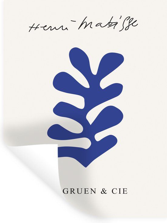 StickerSnake Muursticker - Abstract - Blauw - Matisse - 90x120 cm