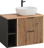 AC-Déco Sylve Badkamermeubelset - Zwart/Wotan - 80 cm