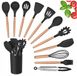 Ensemble d'ustensiles de cuisine 12 pièces - Silicone résistant à la chaleur avec manche en bois
