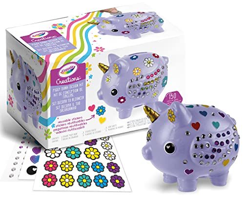 crayola Creations - Versier je spaarpot met stickers en kristallen, creatieve activiteit en cadeau voor meisjes, vanaf 8 jaar, 04-2917