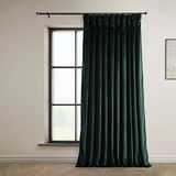 HPD Half Price Drapes Heritage pluche fluwelen gordijnen 96 inch lange kamer verduisterende gordijnen voor slaapkamer en woonkamer 100 W x 96 l, (1 paneel), bosbouw groen