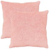 vidaXL Kussensloop 2 stuks Roze 70 x 70 cm Nep Konijnenbont