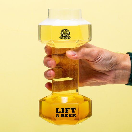 Winkee Dumbbell Bierglas - 680ml - Transparant/Zwart