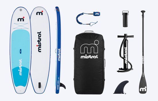 Mistral Azure 10'6 | Opblaasbare SUP Set | Allround Family SUP Board | 320 x 84 cm | 325L | Stabiel en Wendbaar | Incl. Peddel, Pomp, Leash en Tas | Voor Recreatie en Toertochten