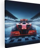 Artaza Canvas Schilderij Formule 1 Auto bij de Finish - Rood - 70x70 - Canvas Print