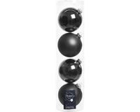 Decoris kerstballen - 4x st - zwart - D10 cm - glas