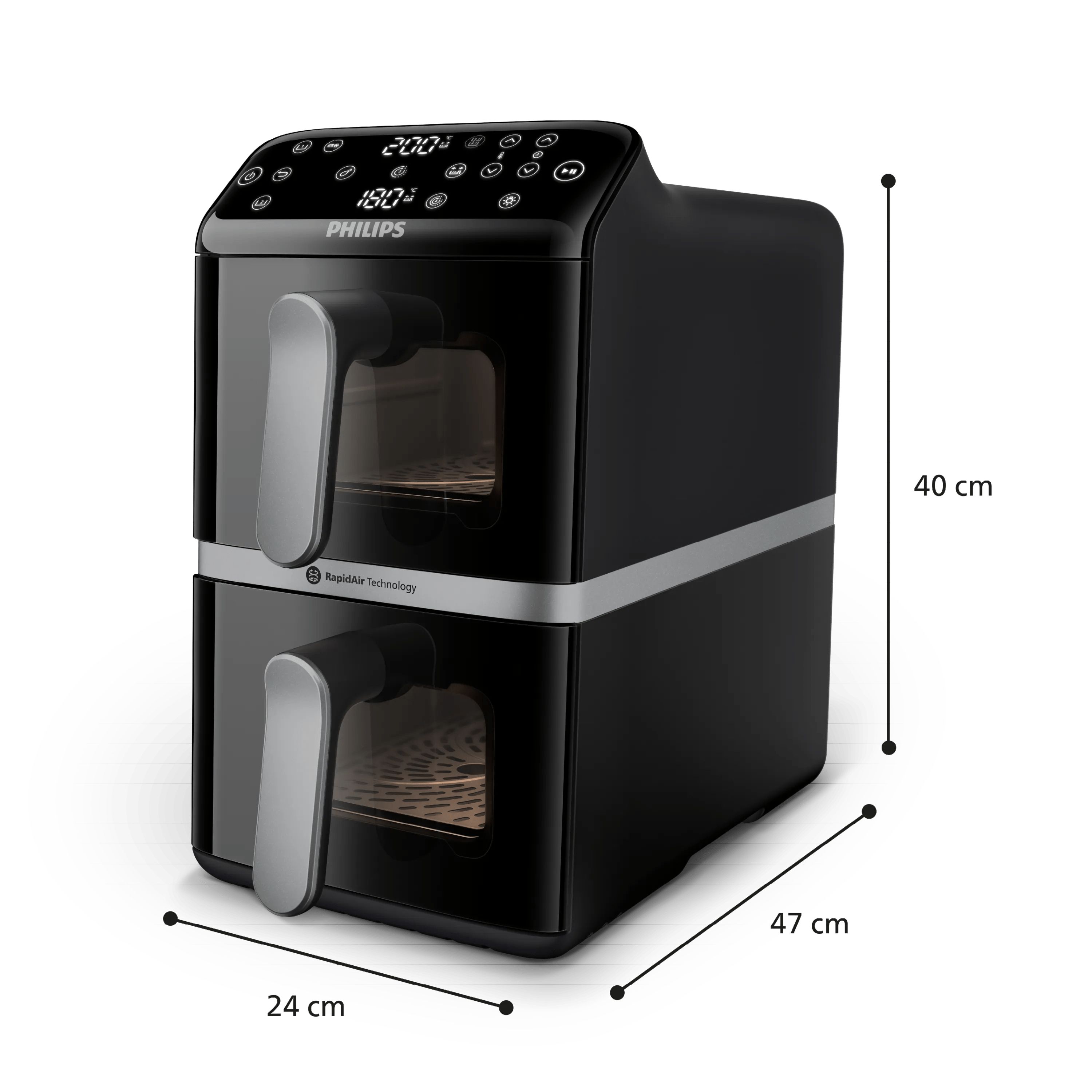Philips 4000 series Gestapelde Airfryer met twee manden uit de 4000-serie