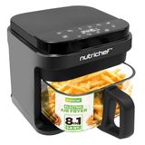 NutriChef Heteluchtfriteuse, 5,5 l, zonder olie, 1200 W, grijs, 8 programma's, kijkvenster, touchscreen, vetarm, voor gezinnen en knapperige resultaten