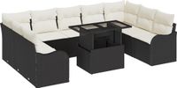 vidaXL Tuinbank Set Zwart Poly Rattan