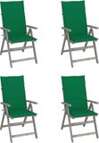Acaciahout Chaise de jardin 4 pièces réglable avec coussins