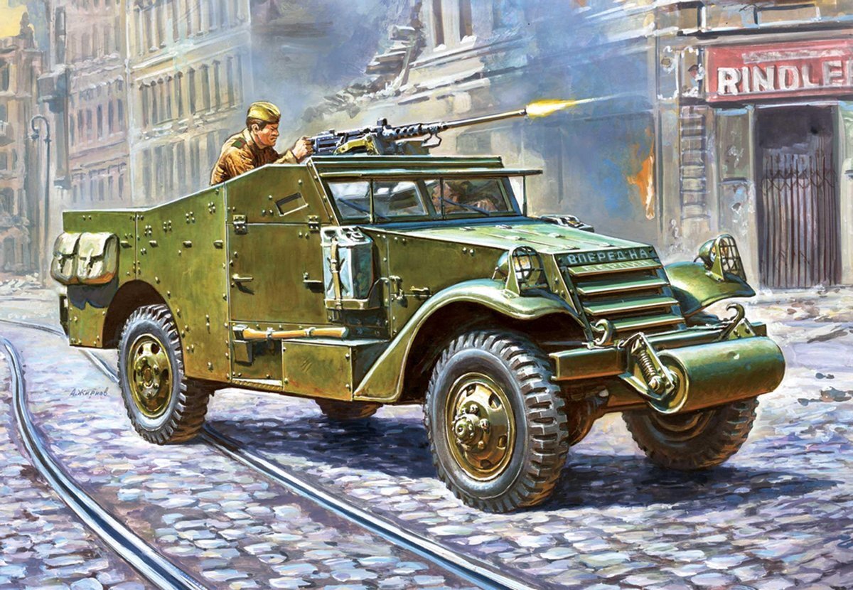 Zvezda - 1/100 Soviet M-3 Scout Car With Machine Gun (12/21) * - ZVE6273