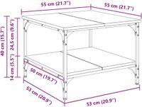 vidaXL Salontafel Artisan Eiken 55 x 55 x 40 cm Bewerkt Hout