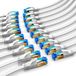 Primewire set de 20 pièces, câble plat CAT 8, câbles patch jusqu'à 40 Gbit/s, blindage S/FTP PIMF, connecteurs RJ45 plaqués or, câble réseau 1 mètre, Ethernet, 20 pièces, blanc