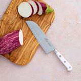 Sabatier Santokumes Ideal Toque Blanche 100% Gesmeed - Gemaakt in Frankrijk - 18 cm - Roestvrijstalen Lemmet en Klinknagels met Kuiltjes
