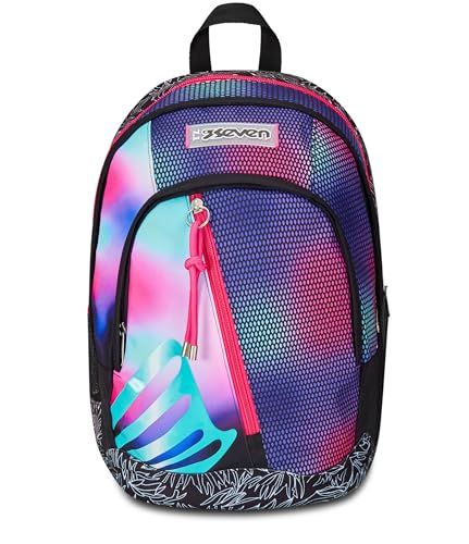 Seven Schoolrugzak Dual, roze en paars, Shadefull girl, dubbele rugzak met tas voor pc of tablet, bekerhouder en organizer, rugzak voor middelbare en middelbare scholen, meisjes, Roze, Eén maat