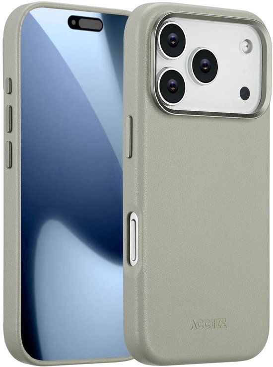 Accezz Leather Backcover Geschikt voor iPhone 17 Pro - Light Grey